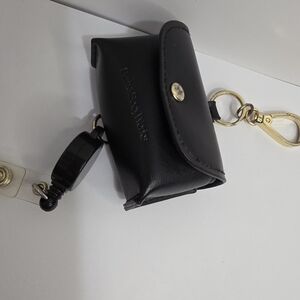 ​Bath & Body Works Black Leather PocketBac Holder Retractable Badge Reel Nurse